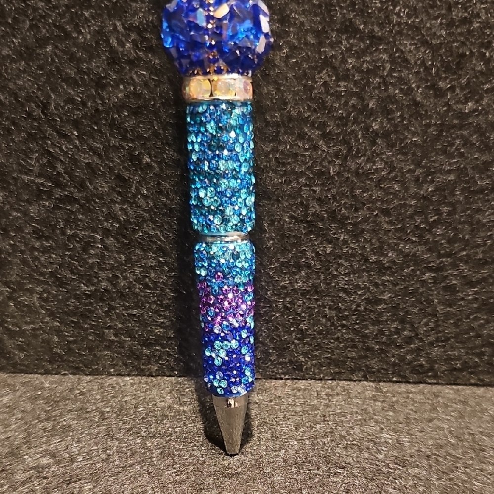 Blue Beaded Pen with Heart Top - Picture 6 of 6